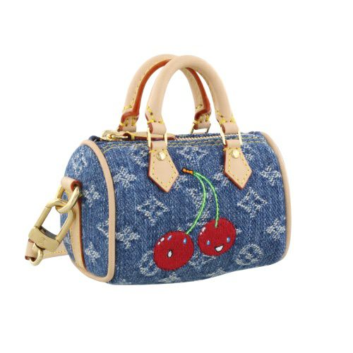 ルイヴィトン キーリング LVxTM バッグチャーム・マイクロ スピーディ デニム・チェリー ブルー LOUIS VUITTON M02535 デニムブルー