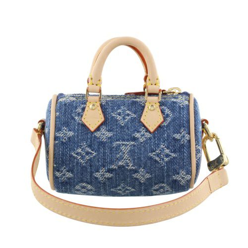 ルイヴィトン キーリング LVxTM バッグチャーム・マイクロ スピーディ デニム・チェリー ブルー LOUIS VUITTON M02535 デニムブルー