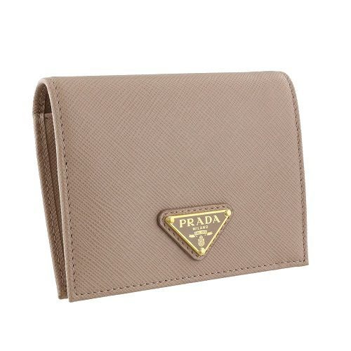 プラダ 二つ折り財布 レディース SAFFIANO TRIANGOLO ベージュ PRADA