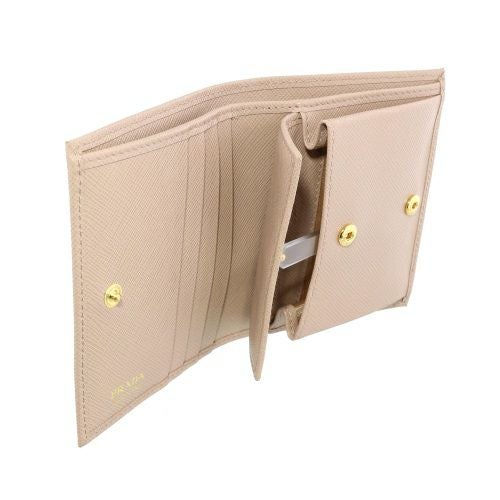 プラダ 二つ折り財布 レディース SAFFIANO TRIANGOLO ベージュ PRADA