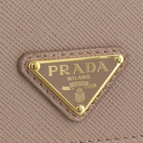 プラダ 二つ折り財布 レディース SAFFIANO TRIANGOLO ベージュ PRADA
