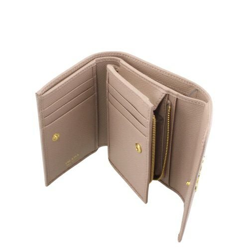プラダ 三つ折り財布 レディース SAFFIANO METAL ORO ベージュ PRADA 1MH025 QWA F0236 CIPRIA