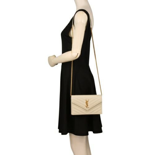 サンローラン チェーンウォレット レディース ホワイト SAINT LAURENT 742920 BOW01 9207 CREMA SOFT