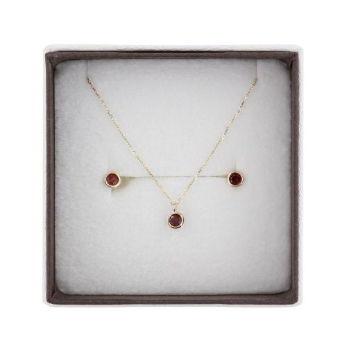 ネックレス ピアスセット K10YG ガーネット