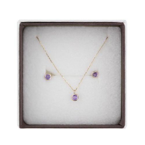 ネックレス ピアスセット K10YG アメジスト