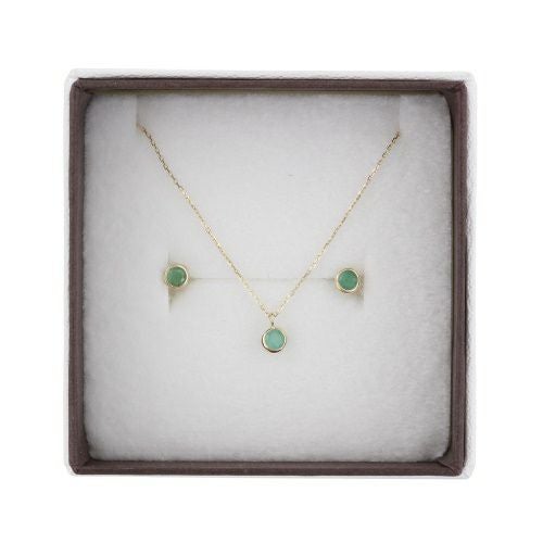 ネックレス ピアスセット K10YG エメラルド