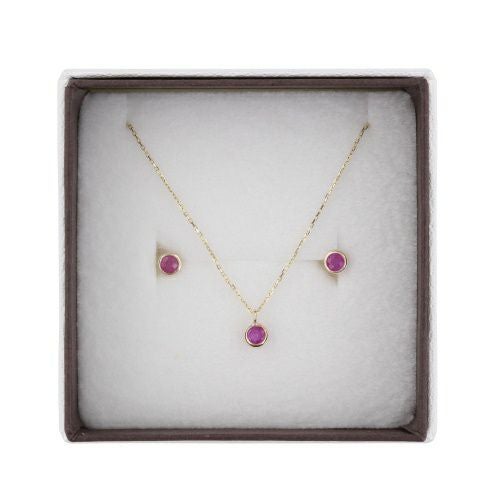 ネックレス ピアスセット K10YG ルビー