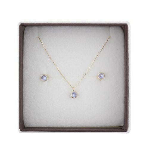 ネックレス ピアスセット K10YG タンザナイト