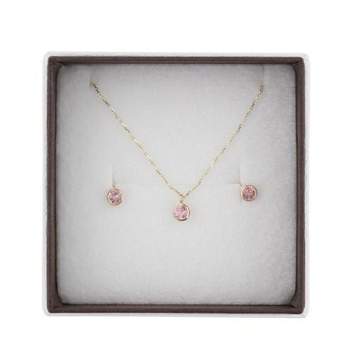 ネックレス ピアスセット K10YG Pトルマリン
