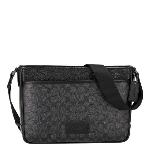 コーチ アウトレット ショルダーバッグ メンズ ディストリクト クロスボディ バッグ・シグネチャー キャンバス ブラック COACH OUTLET CY824 QBMI5 チャコール/ブラック