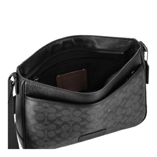 コーチ アウトレット ショルダーバッグ メンズ ディストリクト クロスボディ バッグ・シグネチャー キャンバス ブラック COACH OUTLET CY824 QBMI5 チャコール/ブラック