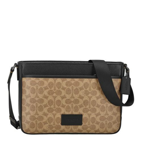 コーチ アウトレット ショルダーバッグ メンズ ディストリクト クロスボディ バッグ・シグネチャー キャンバス ブラウン COACH OUTLET CY824 QBNRX ブラウン/ブラック