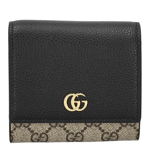 グッチ 二つ折り財布 レディース ダブルG バイカラー ミディアム ウォレット ブラック GUCCI 598587 AACFE 1069