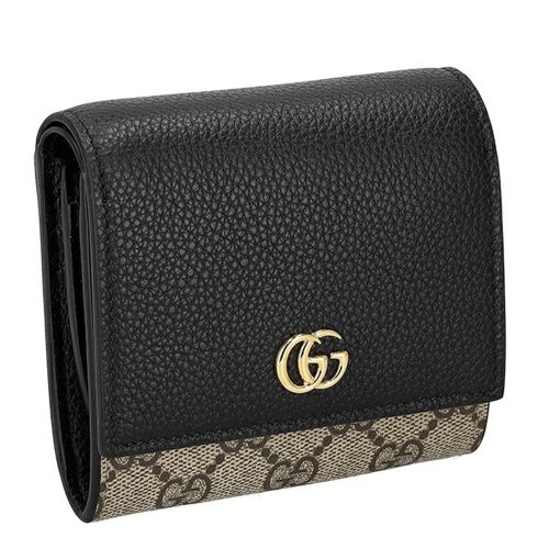 グッチ 二つ折り財布 レディース ダブルG バイカラー ミディアム ウォレット ブラック GUCCI 598587 AACFE 1069