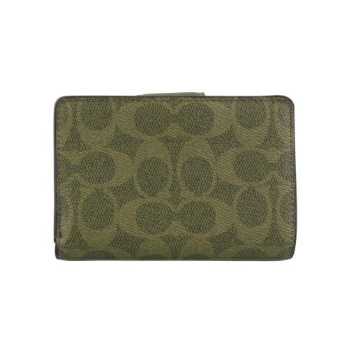 コーチ 二つ折り財布 レディース ミディアム コーナー ジップ ウォレット・シグネチャー キャンバス グリーン COACH OUTLET CW786 IMOLV オリーブ