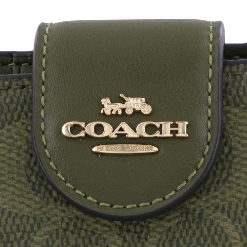 コーチ 二つ折り財布 レディース ミディアム コーナー ジップ ウォレット・シグネチャー キャンバス グリーン COACH OUTLET CW786 IMOLV オリーブ