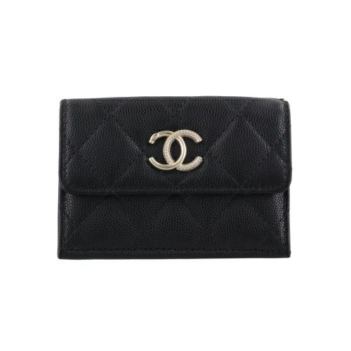 シャネル 三つ折り財布 レディース ブラック CHANEL AP4901 B22098 94305