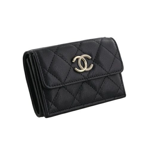 シャネル 三つ折り財布 レディース ブラック CHANEL AP4901 B22098 94305