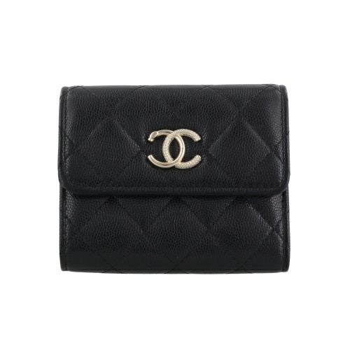 シャネル 三つ折り財布 レディース ブラック CHANEL AP4902 B22098
