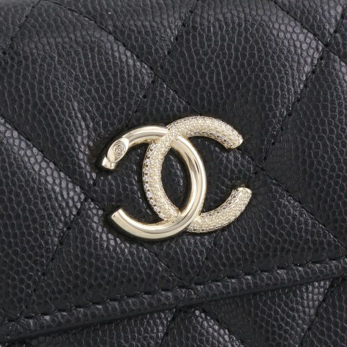 シャネル 三つ折り財布 レディース ブラック CHANEL AP4902 B22098