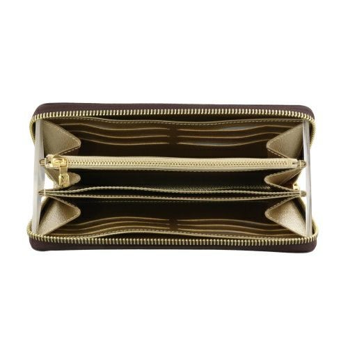 ルイヴィトン 長財布 モノグラム ジッピー・ウォレット ブラウン LOUIS VUITTON M27030 Monogram Iced Gold