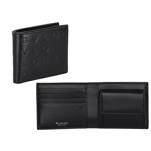 ブルガリ 二つ折り財布 メンズ Bulgari Logo Infinitum ブラック