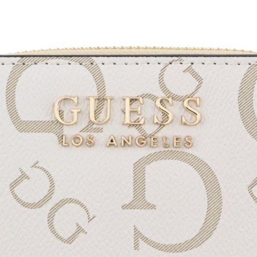 ゲス 二つ折り財布 レディース OAK PARK / MINI ZIP AROUND ホワイト GUESS JG823841 STONE