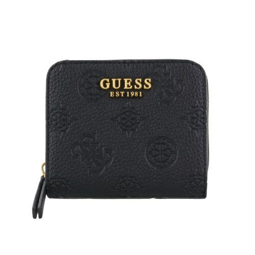 ゲス 二つ折り財布 レディース IZZY peony debossed / MINI ZIP AROUND ブラック GUESS PD920941 BLACK