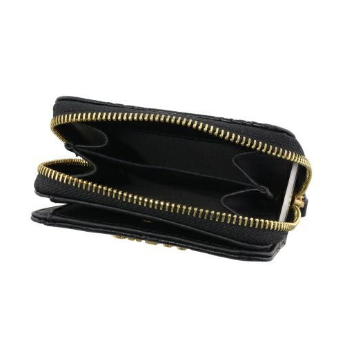 ゲス 二つ折り財布 レディース IZZY peony debossed / MINI ZIP AROUND ブラック GUESS PD920941 BLACK