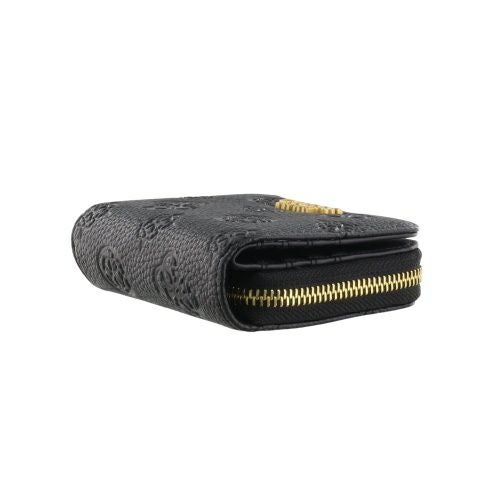 ゲス 二つ折り財布 レディース IZZY peony debossed / MINI ZIP AROUND ブラック GUESS PD920941 BLACK