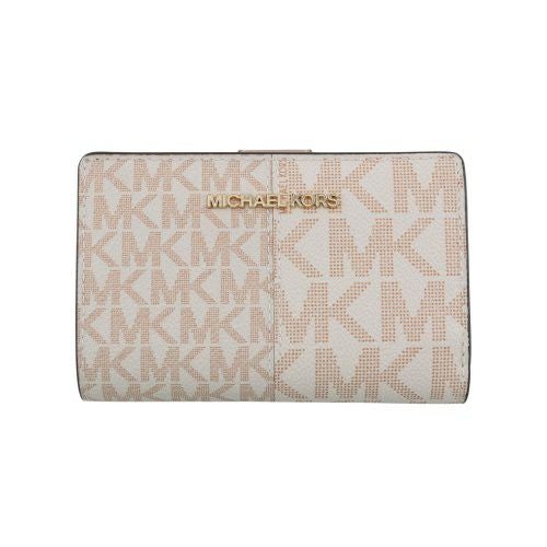 マイケルコース 二つ折り財布 レディース ジェット セット トラベル ツートン シグネチャー ミディアム ジップ コーナー ピンク MICHAEL KORS 35F4GTVF6M ROSE GOLD