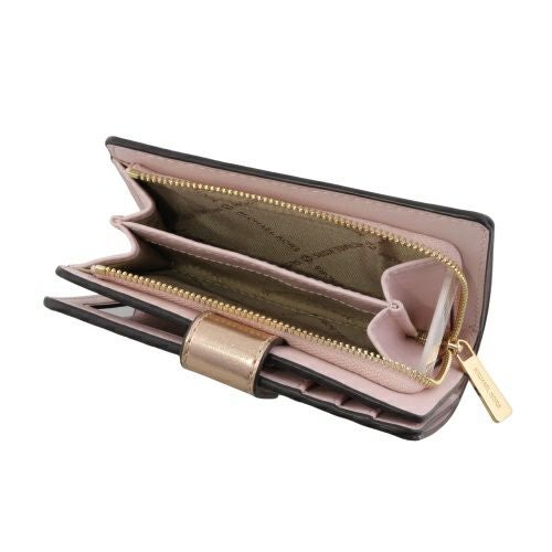 マイケルコース 二つ折り財布 レディース ジェット セット トラベル ツートン シグネチャー ミディアム ジップ コーナー ピンク MICHAEL KORS 35F4GTVF6M ROSE GOLD