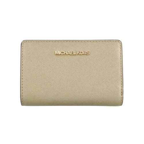 マイケルコース 二つ折り財布 レディース ジェットセット ミディアム メタリック サフィアーノ ゴールド MICHAEL KORS 35F4GTVF8M PALE GOLD