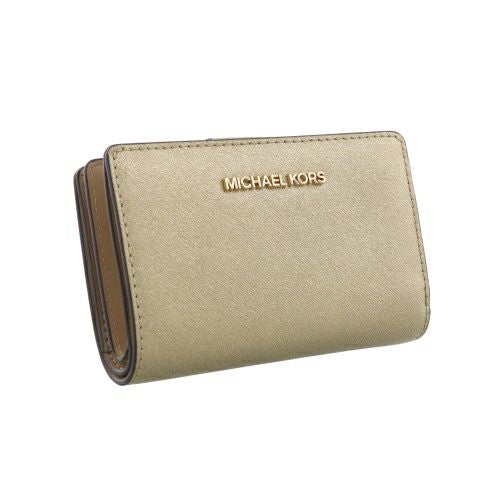 マイケルコース 二つ折り財布 レディース ジェットセット ミディアム メタリック サフィアーノ ゴールド MICHAEL KORS 35F4GTVF8M PALE GOLD