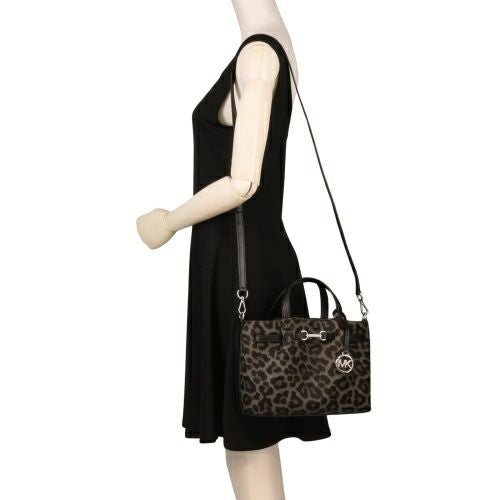 マイケルコース ハンドバッグ レディース カーソン スモール レオパードプリント カーフヘア サッチェル ブラック MICHAEL KORS 35F5S2ZS5H