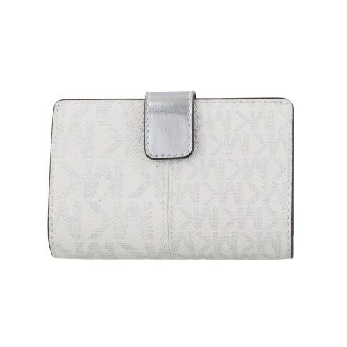 マイケルコース 二つ折り財布 レディース ジェット セット トラベル ツートン シグネチャー ミディアム ジップ コーナー シルバー MICHAEL KORS 35F4STVF6M