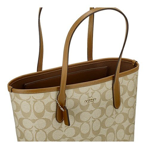 コーチ アウトレット トートバッグ レディース ミニ シティ トート・シグネチャー キャンバス ブラウン COACH OUTLET CN733 IMNLJ カーキライトサドル