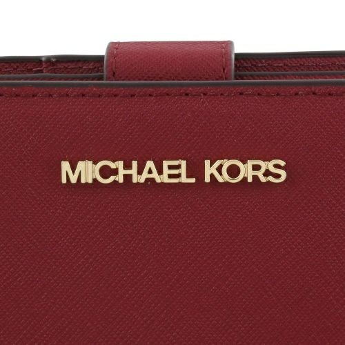 マイケルコース 二つ折り財布 レディース JET SET TRAVEL MD BIFLD ZP CN WLLET LEATHER ジェット セット トラベル ミディアム ビルフォールド ジップ コーナー ウォレット レザー MICHAEL KORS 35F7GTVF2L CHERRY