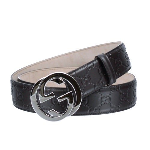 グッチ　ベルト　黒 GUCCI（グッチ） ベルト パンチング GG柄 レザー ブラック 474313 黒