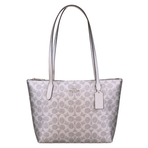 コーチ アウトレット トートバッグ レディース フィオナ ジップ トートバッグ シグネチャーキャンバス シルバー COACH OUTLET CW396 SVYGP