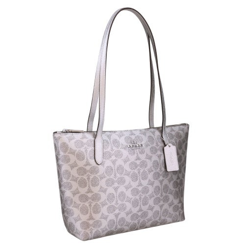 コーチ アウトレット トートバッグ レディース フィオナ ジップ トートバッグ シグネチャーキャンバス シルバー COACH OUTLET CW396 SVYGP