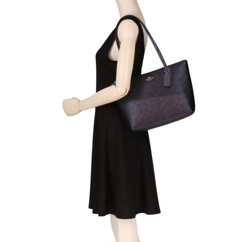 コーチ アウトレット トートバッグ レディース フィオナ ジップ トートバッグ シグネチャーキャンバス ネイビー COACH OUTLET CW396 Sv/Blue/Navy