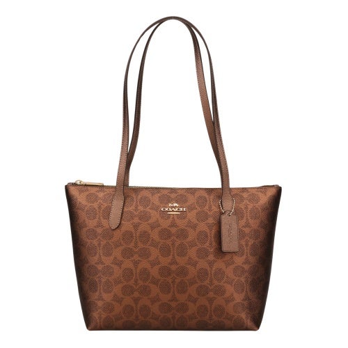 コーチ アウトレット トートバッグ レディース フィオナ ジップ トートバッグ シグネチャーキャンバス ブラウン COACH OUTLET CW396 Im/Brown/Copper