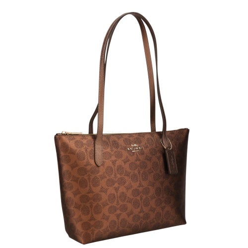 コーチ アウトレット トートバッグ レディース フィオナ ジップ トートバッグ シグネチャーキャンバス ブラウン COACH OUTLET CW396 Im/Brown/Copper