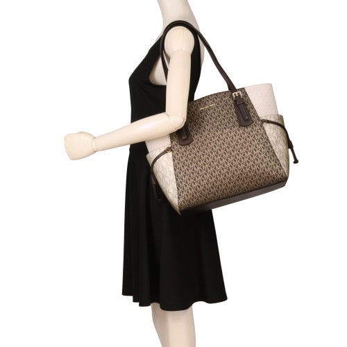 マイケルコース トートバッグ レディース ボイジャー ラージ カラーブロック メタリック シグネチャー ロゴ トートバッグ ブラウン MICHAEL KORS 35F5GV6T7V BROWN