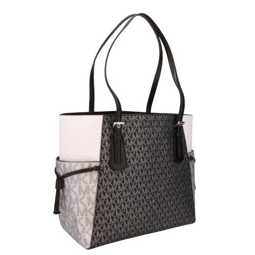 マイケルコース トートバッグ レディース ボイジャー ラージ カラーブロック メタリック シグネチャー ロゴ トートバッグ ブラック MICHAEL KORS 35F5SV6T7V BLACK