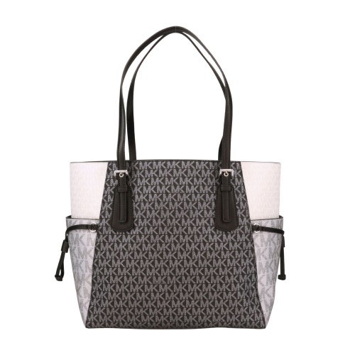 マイケルコース トートバッグ レディース ボイジャー ラージ カラーブロック メタリック シグネチャー ロゴ トートバッグ ブラック MICHAEL KORS 35F5SV6T7V BLACK