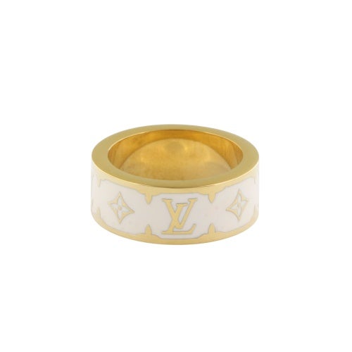 ルイヴィトン リング・ナノ グラム エナメル ゴールド LOUIS VUITTON M1565S ブロン
