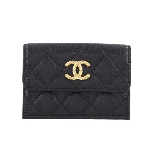 シャネル 三つ折り財布 レディース ブラック CHANEL AP5004 B22653 94305 94305