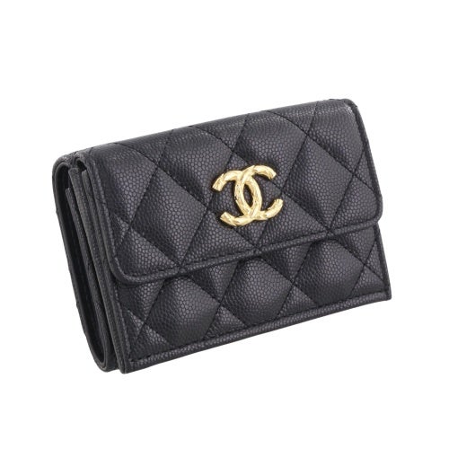 シャネル 三つ折り財布 レディース ブラック CHANEL AP5004 B22653